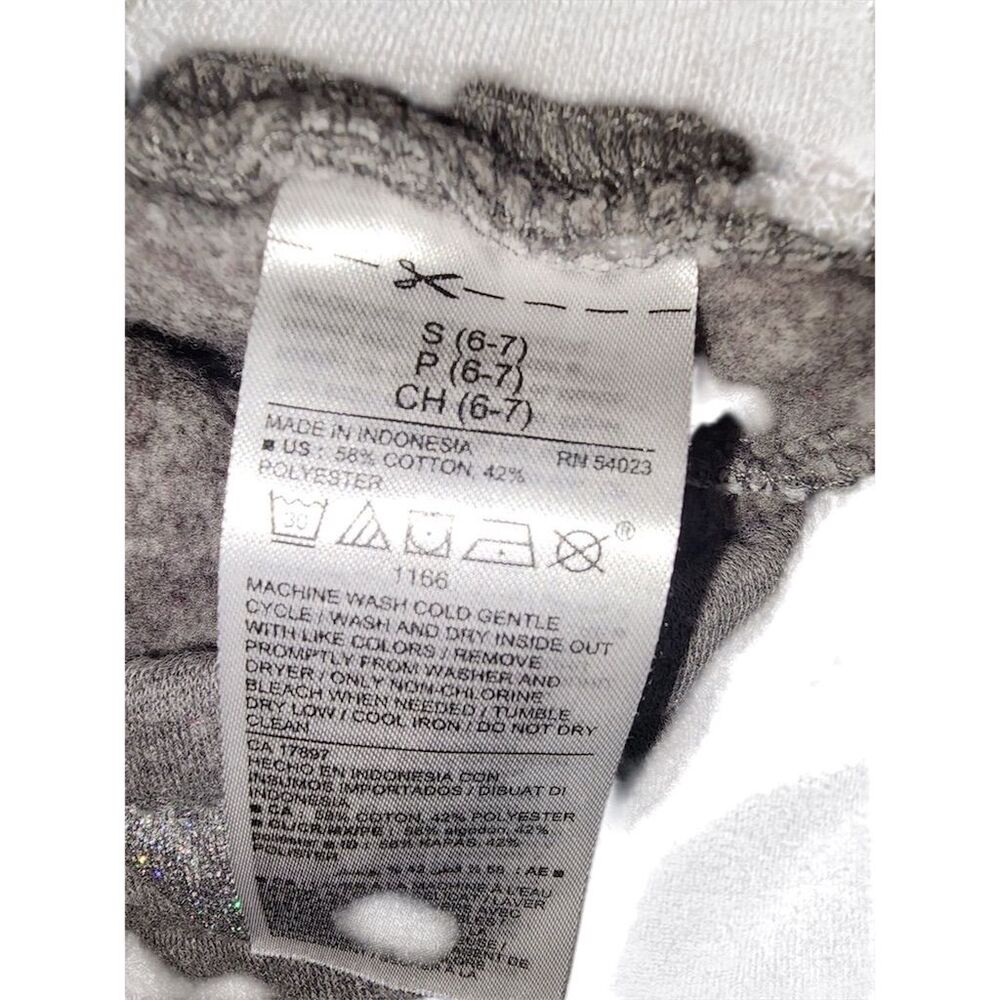 Old Navy Girls Heart Print Joggers Gray Size 6-7 Elastic Waistband - Picture 5 of 6